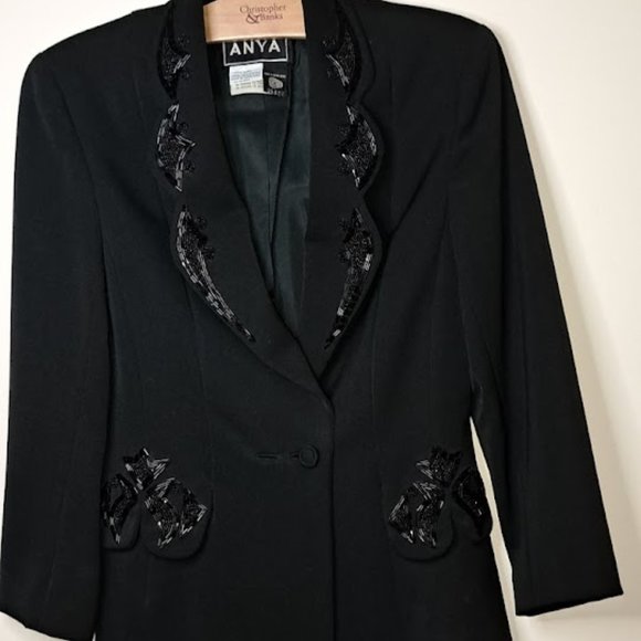 Anye Jackets & Blazers - Anye Black Wool Beaded Jacket Size 8